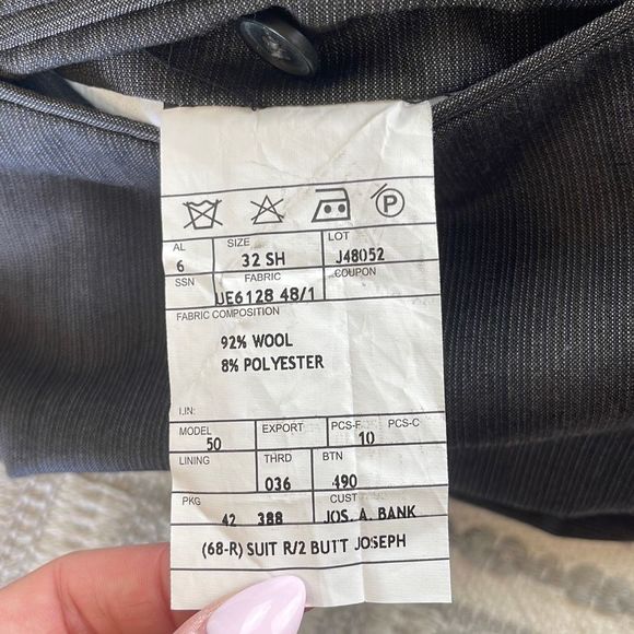 Jos A Bank Mens 3 Piece Suit Jacket Blazer Wool 38SH Pants 32SH Waistcoat Gray - Picture 15 of 16